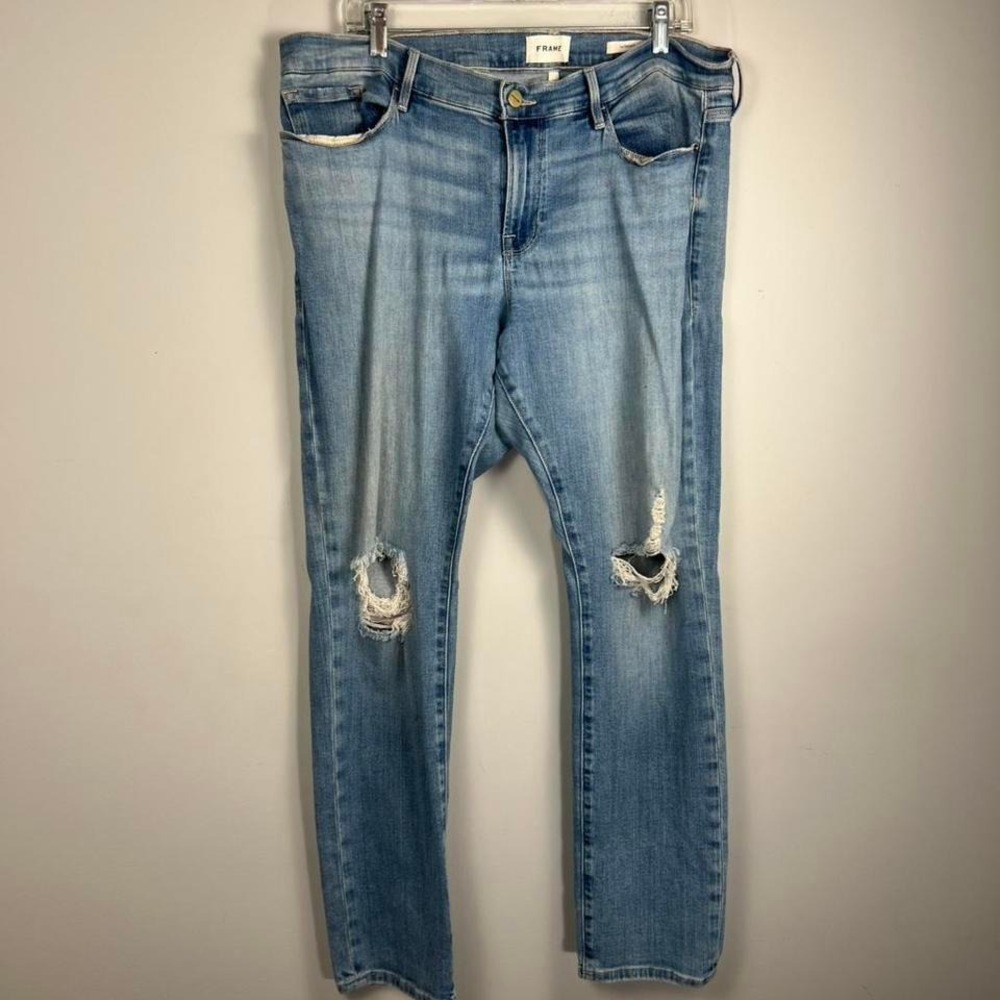 FRAME Le Garçon Distressed‎ Jeans Light Wash Premium Denim Women's 33